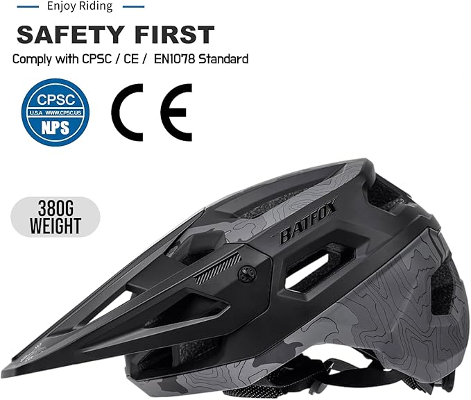 BATFOX Bike Helmet,Mountain Bike Helmet Helmets for Men Women Adults Youth
