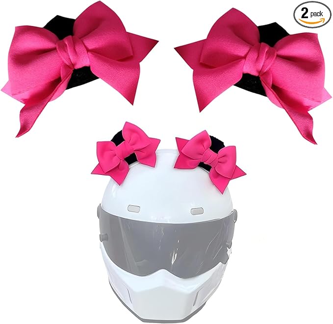 2 PCS Bow Cat Ears Helmet Decorations, Cute Plush Cat Ears Helmet Decor, Fun Detachable Decorative Accessories for Helmets, Universal for Motorcycle Bicycle Scooter Helmets (Red)