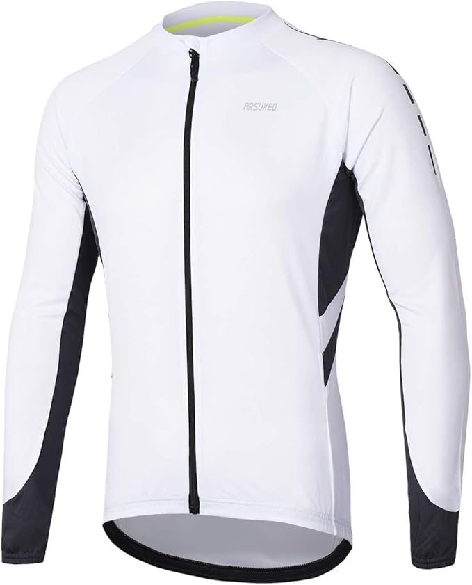 ARSUXEO Men's Full Zipper Long Sleeves Cycling Jersey Bicycle BikingBike Shirt 6030