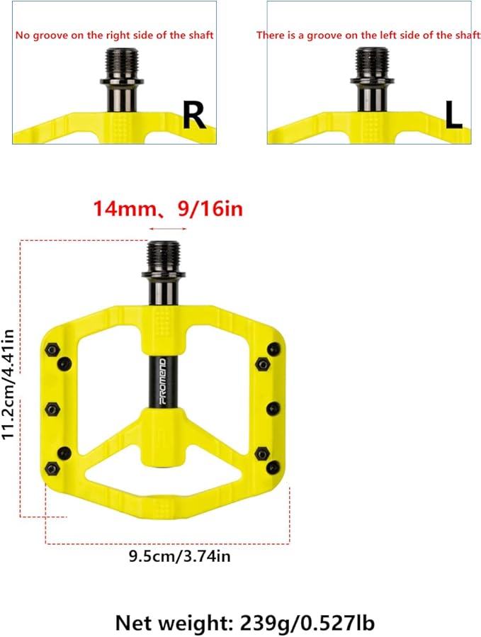 Bicycle Pedals for Mountain/Road/Folding/Touring Bikes - Nylon Body with Aluminum Alloy Sleeve, Chrome-Molybdenum Steel Axle, 3 Sealed Bearings, 9/16" Standard Thread