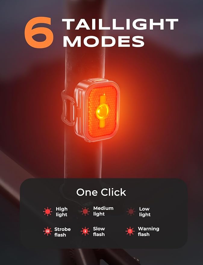 2026 Ultra Slim Bike Lights with Reflectors, 8+6 Modes Bike Headlight and Tail Light Assemblies Motorcycle, IP65 Waterproof & Dual USB-C 1-2 Hrs Fast Charge Bike Lights for Night Riding Cycling