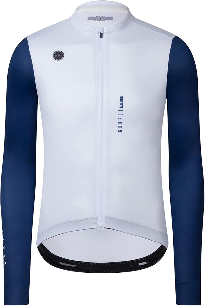 GCRFL Men's Cycling Jersey Long Sleeves Road Bike Jersey Shirt Cycling Tops, Zipper Pocket Lightweight PRO Race Fit UPF 50+
