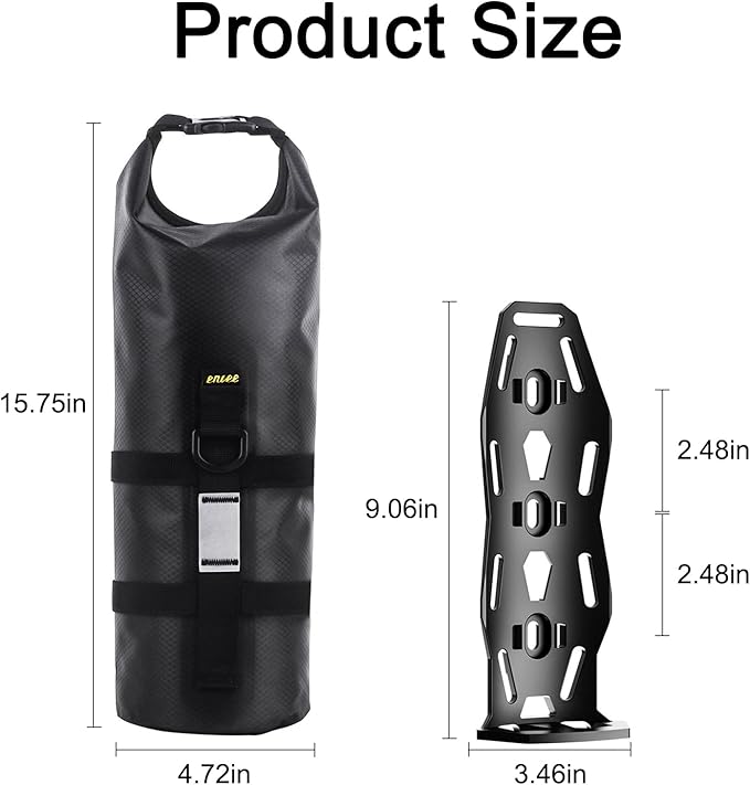 ENLEE 1pack Front Bike Fork Bag with Multipurpose Cage, 5L Waterproof Dry Bike Bags for Bicycles, Lightweight Portable Roll Top Design Bike Packing Fork Bags for Thin Frame Road Gravel Folding Bikes