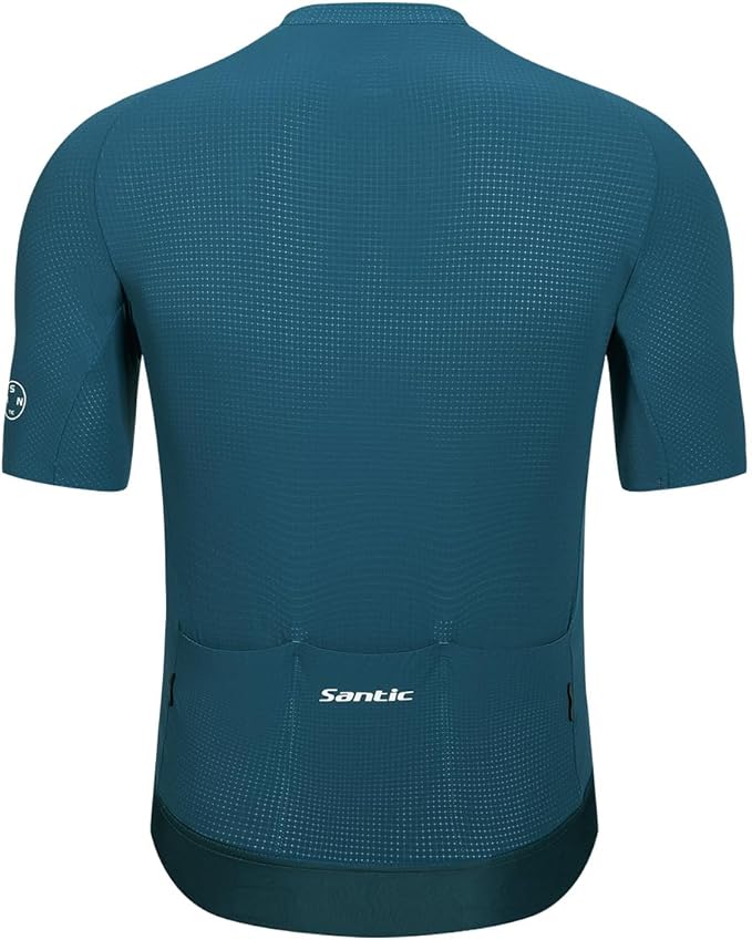 Santic Men's Cycling Jersey Short Sleeve Tops Pro Road Bike Shirt Full Zipper UPF 50+ Bicycle Jersey with Pockets