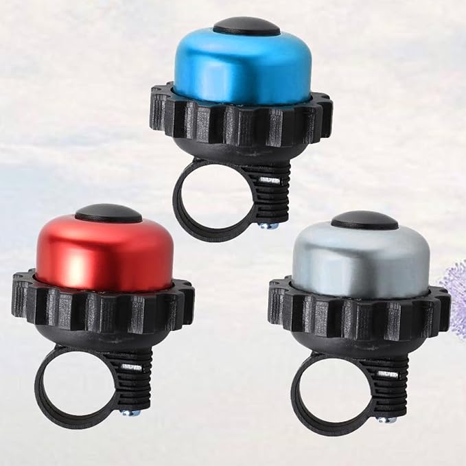 3pcs Rotating Bike Bell Horns, Loud Vintage Bicycle Bell Accessories with Red, Blue, Silver Colors for Cycling Outdoor Recreation