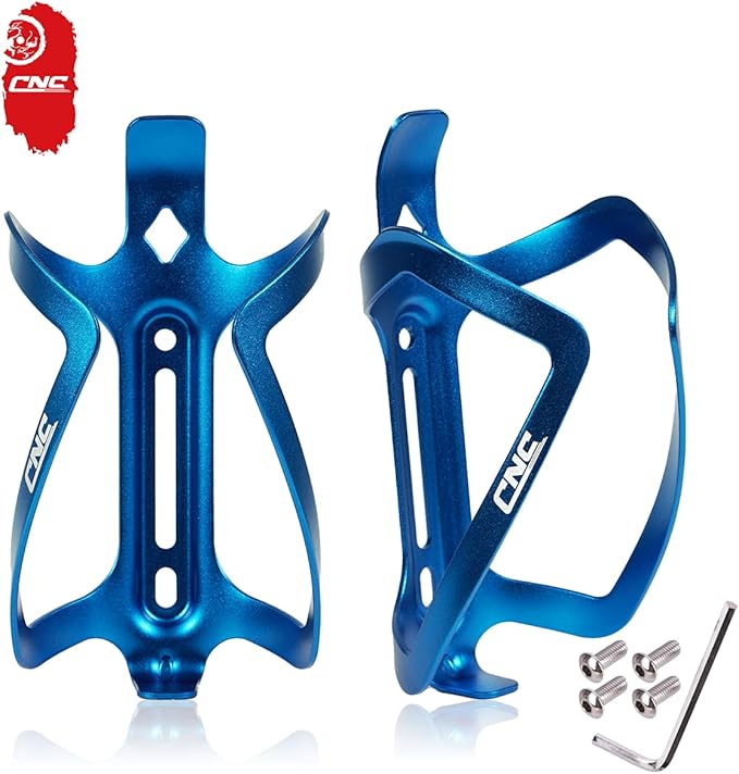 CNC Bike Water Bottle Holder, Bike Water Bottle Cage for Road Bike/Mountain Bike，2-Pack，Blue
