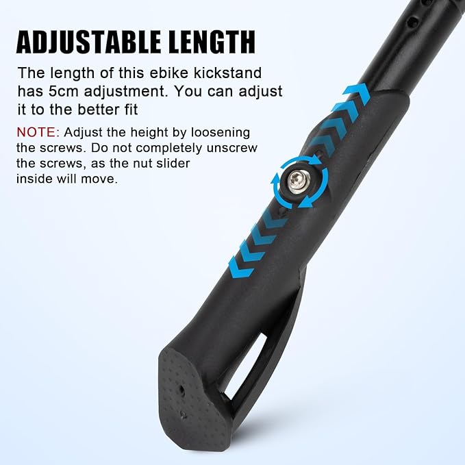 E Bike Kickstand for Adult Bikes, PSLER Adjustable Ebike Kickstand Heavy Duty Antislip Bike Kick Stand for 24"-29" Electric Bike Road Bike Adult Bikes Mountain Bike