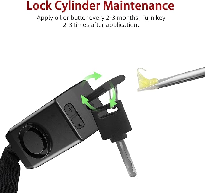 BANGTING 4FT Smart Alarm Bike Lock - 110dB Remote-Controlled Siren & 8mm Anti-Theft Chain with Key for Bicycle, E-Bike, Scooter, Motorcycle (Black)