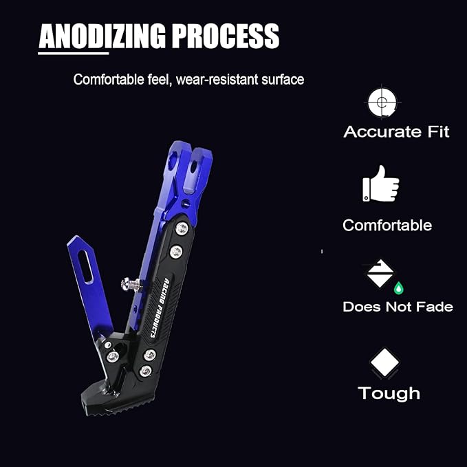 Motorcycle Universal Kickstand Adjustable Modified CNC Aluminum Alloy Adjustable Tripod Holder Kickstand Foot Side Support Stand Motor Scooter Motorbike Motocross Electric Dit Pit Bike （Red) (Blue)