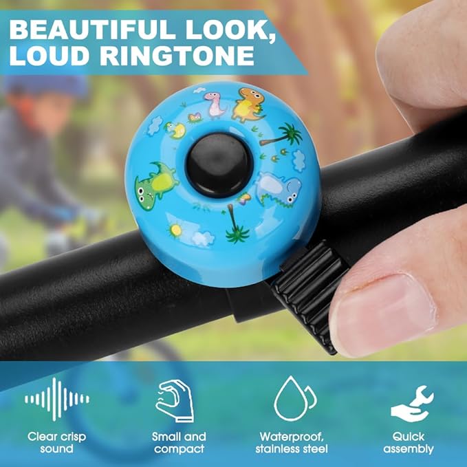 Kid Bike Bell - Bicycle Bell for Kids Boys Girls Adults | 120db Classic Mini Loud Bike Ring - Cool Bike Bell Design with Crisp Clear Sound for MTB,BMX,City Bike,Scooter -Kid Bike Accessories