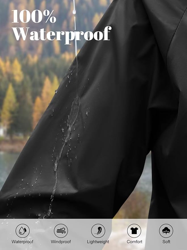PITINAN Lightweight Rain Jacket Women Packable Wind Breaker Light Rain Jacket Women Waterproof Travel Raincoat S-XXL