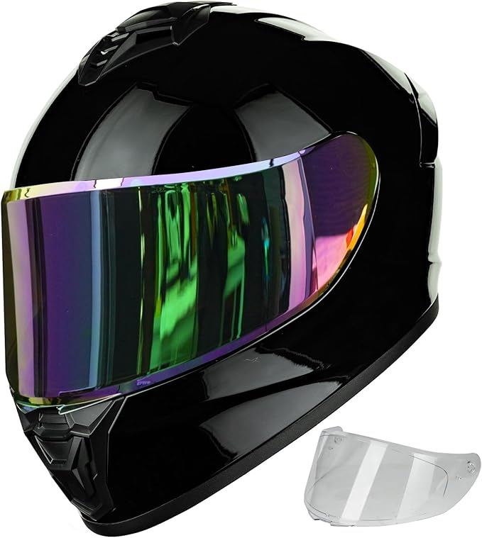 Motorcycle Helmets for Adult Men Women, Full Face Lightweight Street Bike Racing DOT Helmet with Extra Clear Visor Model AU-T801