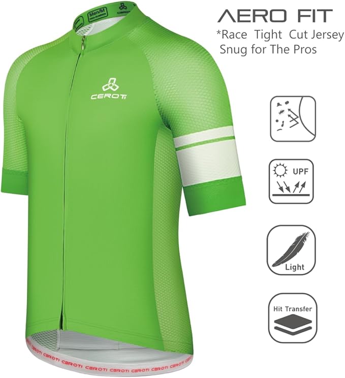 CEROTIPOLAR Snug Fit Men AirCool Cycling Jersey Bike Shirts UPF50+,PRO Dry Fit Light Weight Fabric