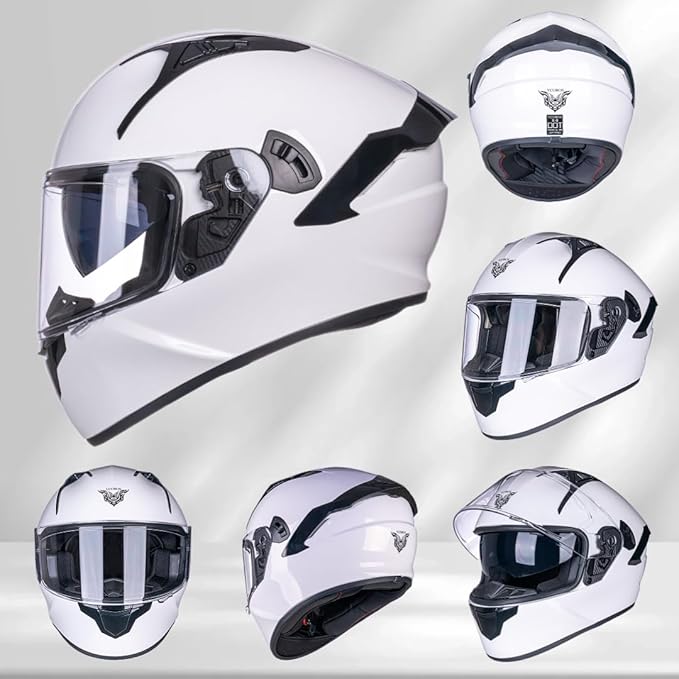 VCOROS Full Face Dual Visor Motorcycle Helmet for Adults Motorbike Street Bike Racing Helmets X9 DOT Approved with Black Visor