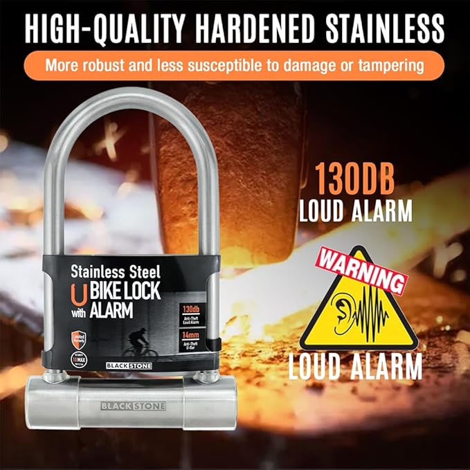 Crystal Vision Anti Theft Loud 130db Alarm Heavy Duty Bike Lock Weather Proof Multi Purpose