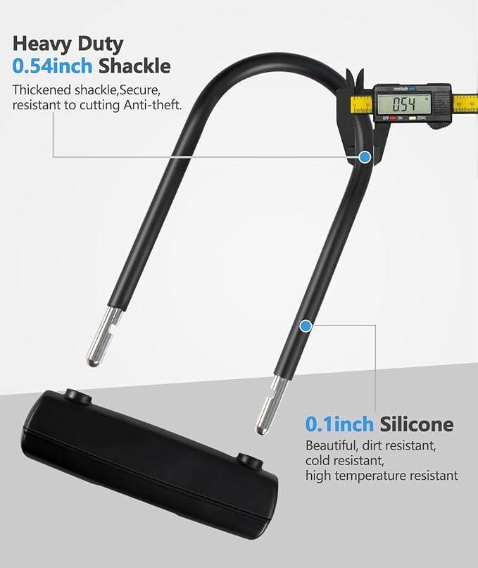 Bike U Lock with 4FT x 6mm Moped Chain, Bike Lock with 2 Keys and Mounting Bracket, Motorcycle U Lock Perfect for Ebike, Escooter, Fat-Tire Dirt-Bike, Tricycle,Bicycle