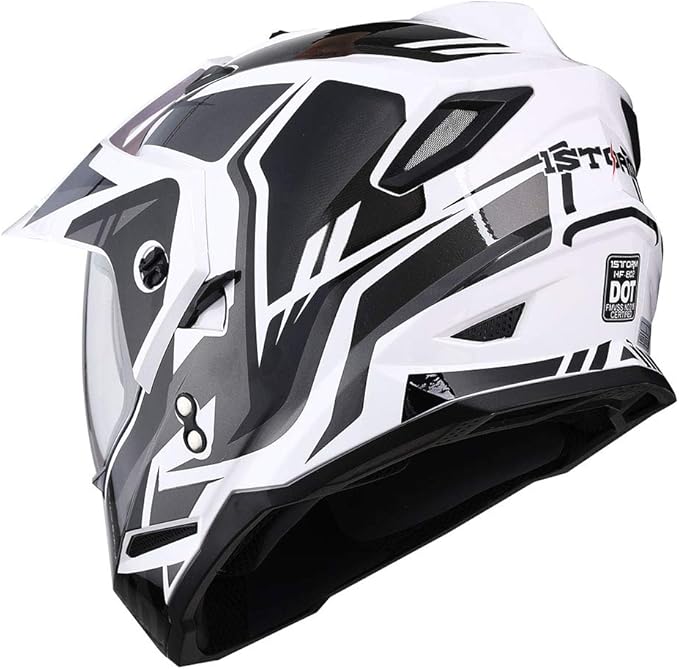 1Storm Dual Sport Motorcycle Motocross Off Road Full Face Helmet Dual Visor: HF802