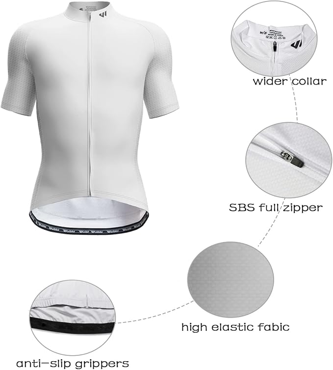 Wulibike Men's Cycling Jerseys Short Sleeve Bike Biking Shirts Full Zip with Pockets Road Bicycle Clothing