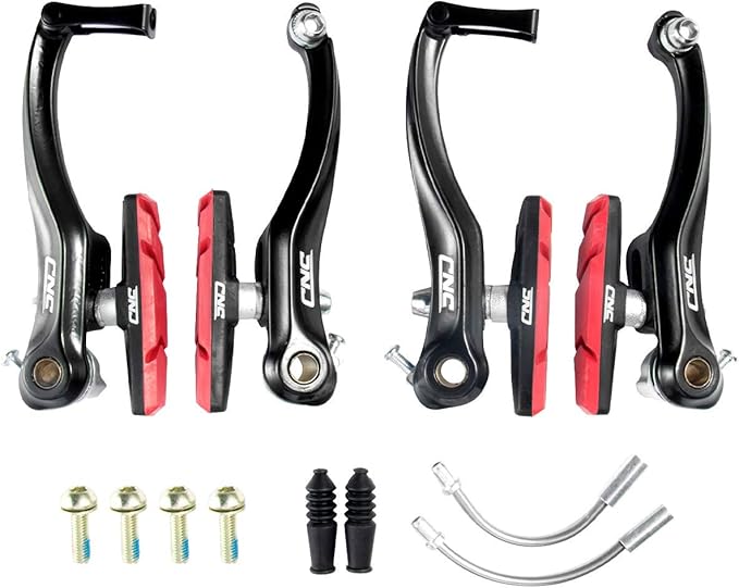 CNC V Brake Set, Bicycle Linear Pull V Brakes for Front/Rear Wheel, Long Arm 110mm, Black …