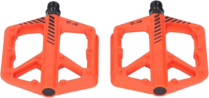 Cycle Pedal Nylon Fiber Enlarged Anti Slip Flat Platform Pedal for Road Mountain Cycle Lightweight Robust Durable Universal Fit 1 Pair (Orange)