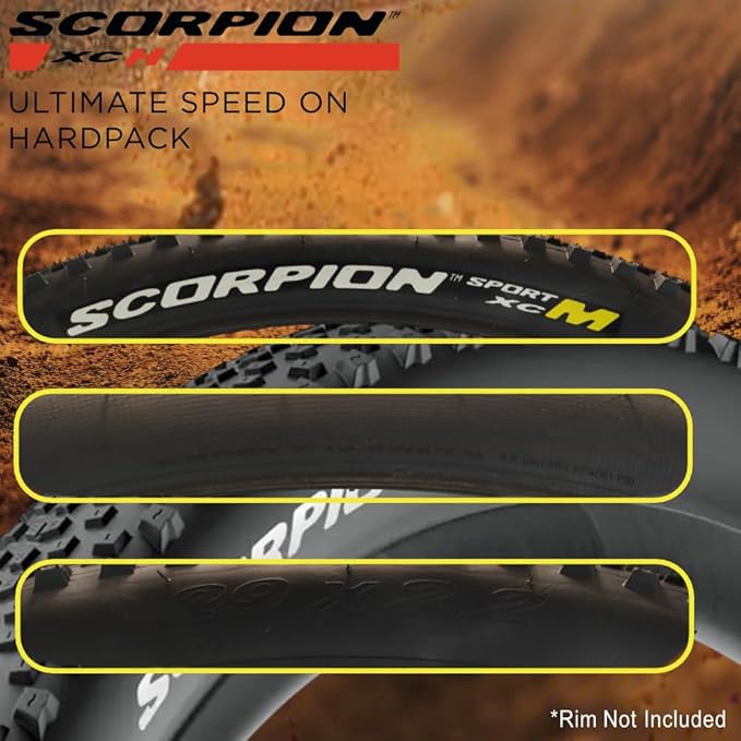 Pirelli Scorpion Sport XC M 29 x 2.2 Black Folding Tire for Mountain Bikes - Mixed Terrain Performance, Lightweight and Durable for Varied Terrain. Includes Pirelli Scorpion Keychain.