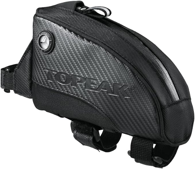 Topeak Fuel Tank Top Tube Bike Bag with Charging Cable Hole, Medium – 0.5L Capacity, Quick-Access Storage for Energy Bars, Phone & Tools, 420D Nylon Construction