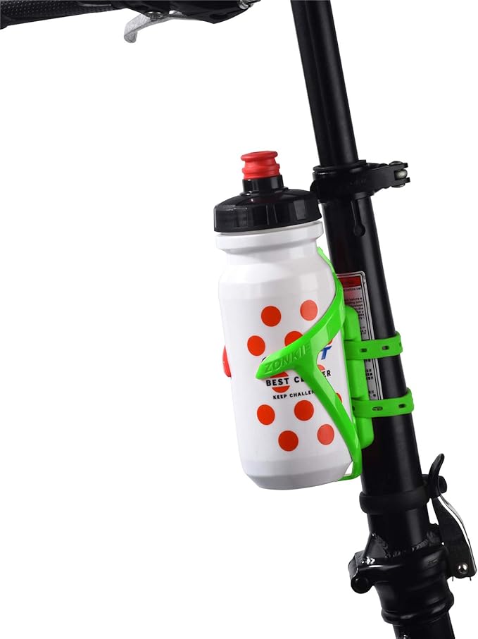 ZONKIE Bicycle Bottle Cages, Plastic Bike Bottle Holder with Cage Mounting Base (Green)