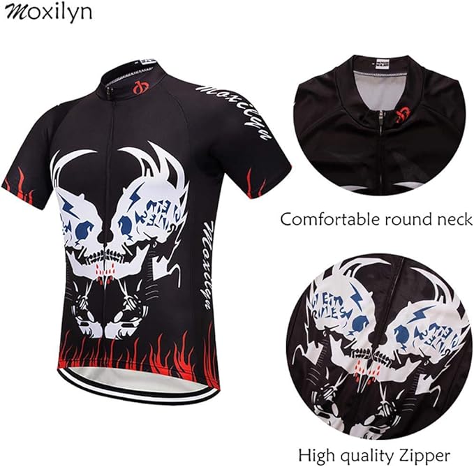 MOXILYN Men's Cycling Jersey Full Zip Riding Clothing Mountain Bike Tops Quick Dry - Bike Shirts