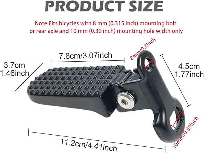 1 Pair of Bike Foot Pegs, Aluminium Alloy Non-Slip Bike Pegs for Folding Bike and Mountain Bike Durable