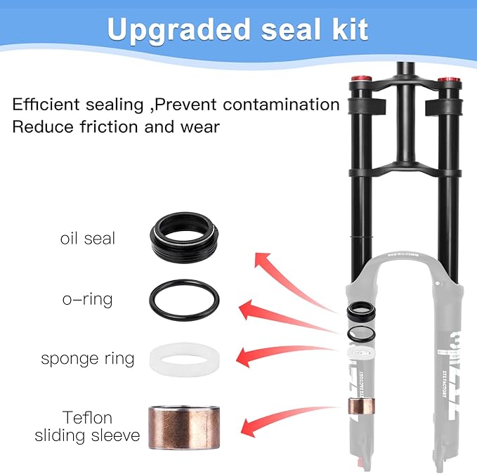 ZTZ 26/27.5/29 inch Mountain Bike Air Suspension Fork,Rebound Adjustment,180mm Travel,QR 9x100mm, 1-1/8 Straight Steerer, Ultralight Double Shoulder Design Front Fork for XC/AM MTB