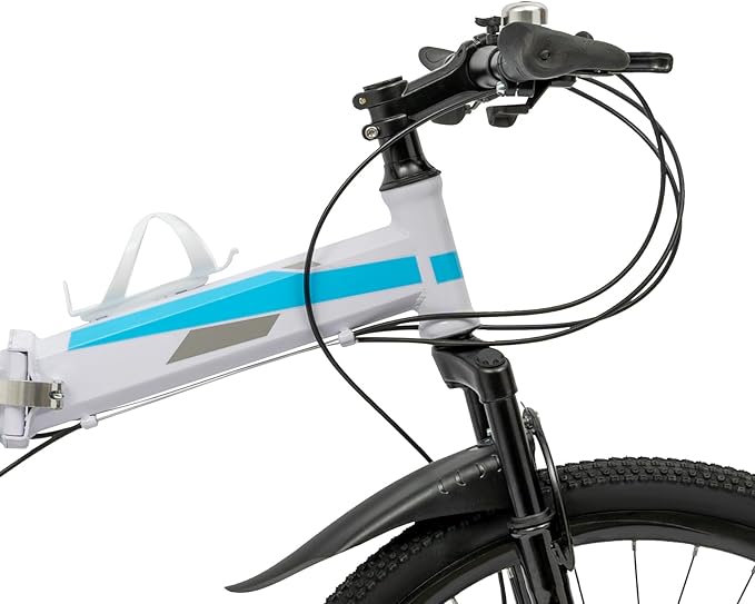 26" Mountain Bike Folding 21 Speed Full Suspension High Carbon Steel Bike Bicycle Adjustable Saddle Height, Dual Disc Brakes Non-Slip Folding Bike, Adult/Men/Ladies Mountain Bike