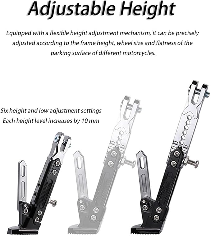 Motorcycle Adjustable Kickstand for Kawasaki KX450 2002-2025, Aluminum Side Stand Non Slip Foot Pad Stable Parking Support Motorcycle Scooter Bike,Silver