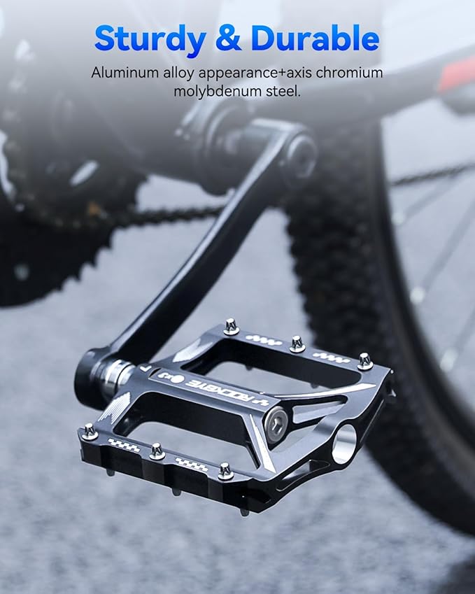 Bike Pedals- 9/16" Lightweight Mountain Bike Pedals with 3 Sealed Bearings Non-Slip Wide Platform,Easy Installation Bicycle Pedals for Road Mountain BMX MTB Bike