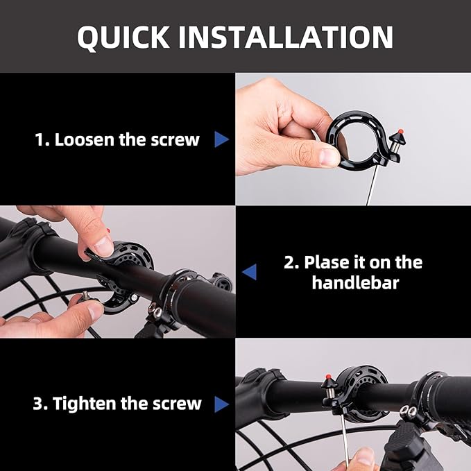 ROCKBROS Bike Bell, Hidden Bicycle Bell with Clear& Long Sound, Durable MTB Bell for 22.2/25.4/31.8 mm Standard Handlebar Size, More Than 100DB, Bike Horn for Adults or Kids Bike