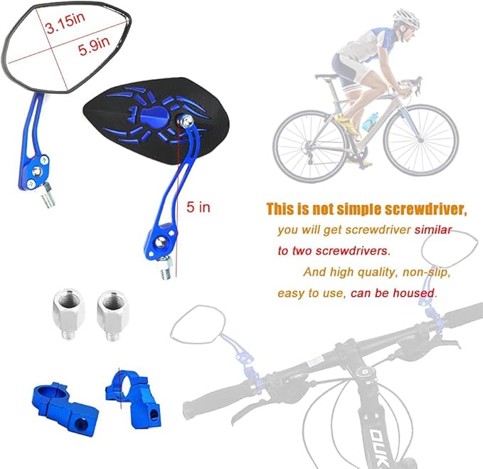 Bike Mirrors Handlebar Rearview Mirror, Bicycle Mirrors for Handlebars 2 Packs, Bicycle Mirrors for Electric Bike, Mountain Bike, Off-Road Bike