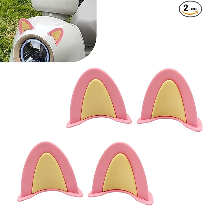 2 PCS Cute Cat Ear Motorcycle Helmet Decoration, Self-Adhesive Wear-Resistant Automotive Helmet Ornament Accessory, Universal for Most Motorcycle Scooter Helmets