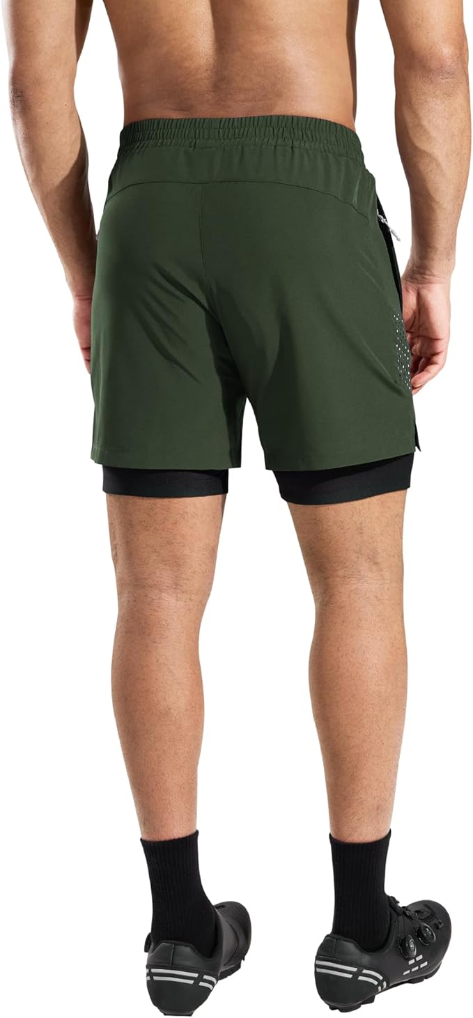 Nepest Men's Mountain Bike Shorts 4D Padded Cycling Bicycle Biker Riding Loose-fit Gel Padding MTB Shorts Zipper Pockets