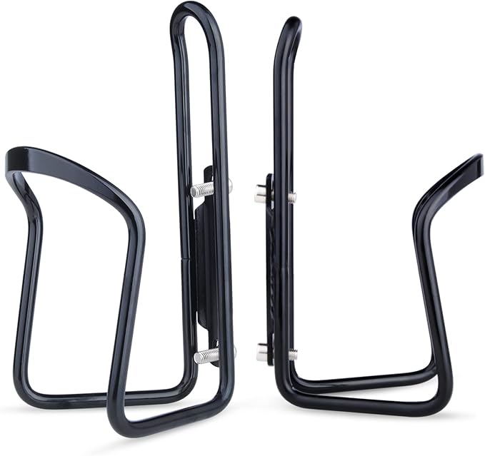 FiveBox Bike Biking Water Bottle Cage, 2Pack Cycling Bicycle Water Bottle Cage Holder Bracket for Mountain Bike MTB Road Bike, Bike Accessories, Made of Lightweight Aluminum Alloy (Black)