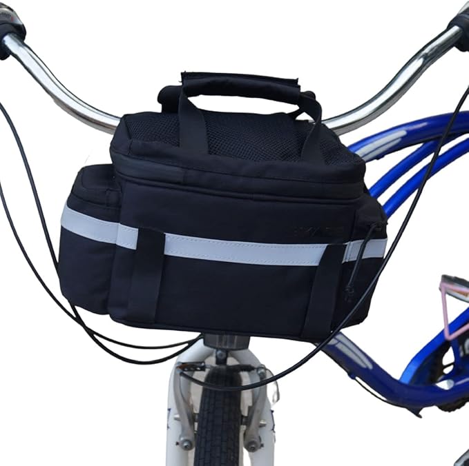 BiKase Kool Pak Insulated Bike Cooler Bag, Waterproof and Mountable on Rear Rack or Handlebars, with Mesh Pocket and Side Pockets, Perfect Bike Rack Bag with Phone Holder