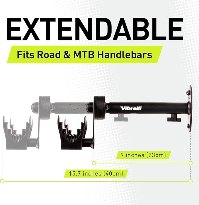 Vibrelli Bike Wall Mount - Horizontal Storage Rack for Hanging Bicycles in Home or Garage - Adjustable Bike Hanger, Holder - Wall Bike Rack Hooks for Bicycles - Mountain, Road, Hybrid