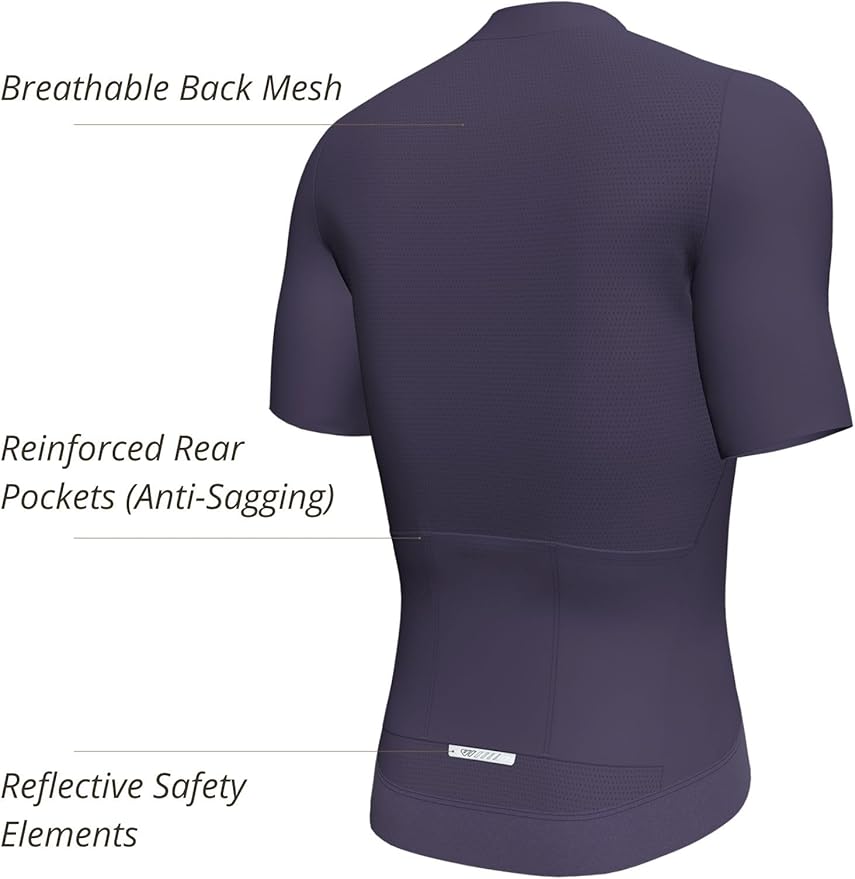 Wulibike Men's Cycling Jersey Short Sleeve - Slim Fit - Breathable Bike Shirt for Lean & Lightweight Cyclists (Runs Small)