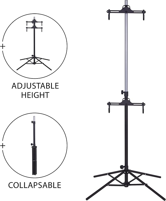 RaxGo Bike Garage Storage Rack, 2 Bicycle Garage Floor Stand, Foldable, Freestanding, Adjustable Hooks, For Mountain & Road bicycles, Universal For Indoor Use