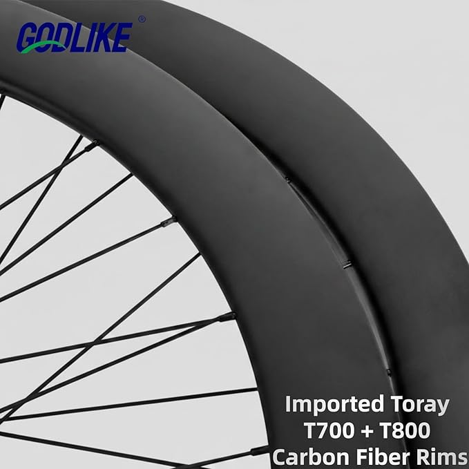 GODLIKE 700C Carbon Fiber Road Bike Wheelset 60mm Depth 20mm Width Rim Clincher Tubeless Ready Disc Brake Carbon Fiber Road Bike