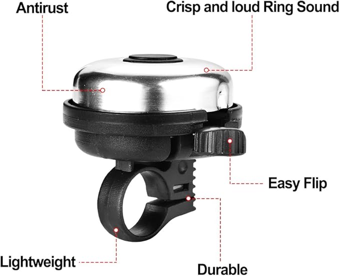 Accmor Classic Bike Bell, Aluminum Bicycle Bell, Loud Crisp Clear Sound Bicycle Bike Bell for Adults Kids