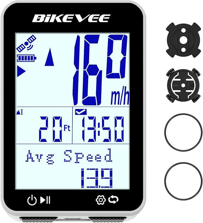 GPS Speedometer & Odometer - Wireless Bike Computer, Auto Start/Stop, Auto Backlight, IPX7 Waterproof, 2.4" LCD, Cycling Tracker in MPH & KM/H