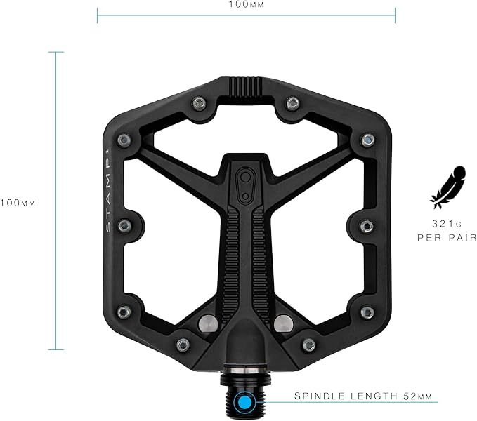 Crankbrothers Stamp Flat MTB Pedals - Size-Specific, Lightweight, Versatile, Durable Bike Pedals
