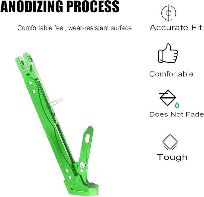Universal Lengthened Adjustable Long Kickstand CNC Aluminum Alloy Motorcycle Long Kickstand Accessories Motor Modified Tripod Holder Kickstand Foot Side Support Stand Dit Pit Bike (Green)