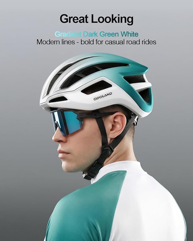 Odoland Adult Bike Helmet - Super Ventilation & Impact-Resistant Frame, Adjustable Dial System Lightweight Bicycle Helmet for Mountain, Commuting, Road Cycling