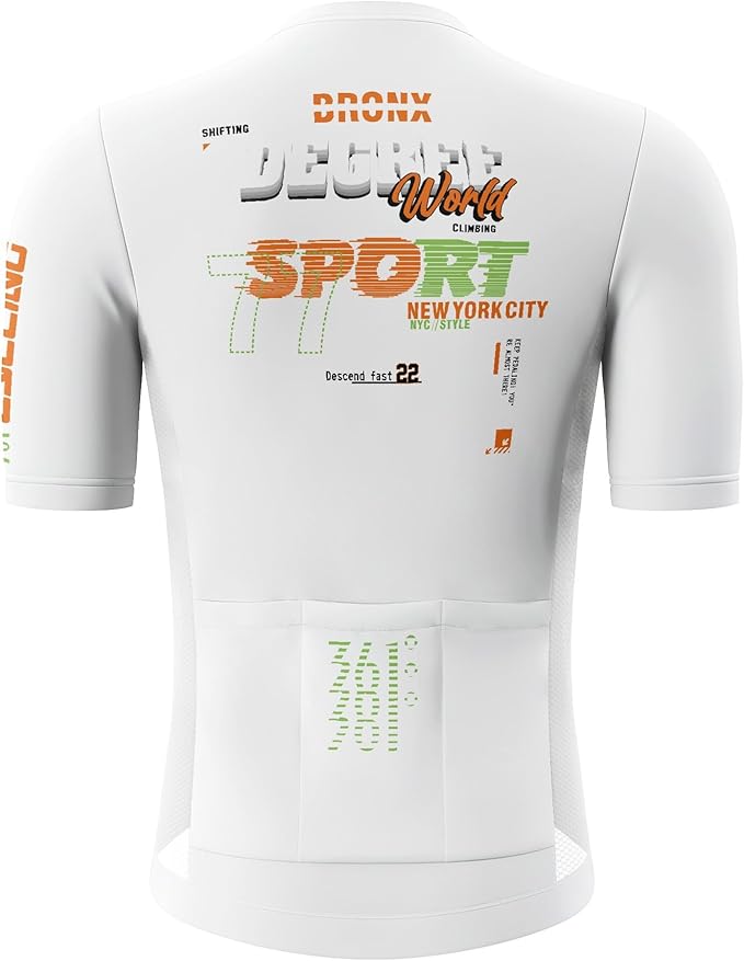 Men's Cycling Jersey Short Sleeve Breathable Quick Dry Bike Shirt Lightweight MTB Road Bicycle Jersey Full Zip 3 Rear Pockets