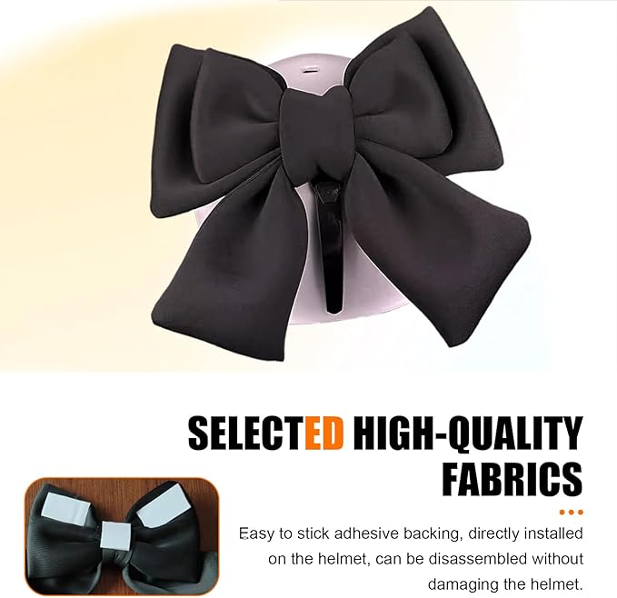 Motorcycle Helmet Bow, Cute Bow Helmet Decoration for Women, Removable Motorcycle Helmet Accessories (Black)